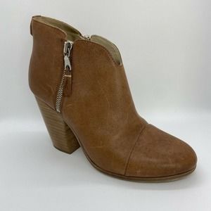 Rag & Bone Tan Leather Side Zip Ankle Boots